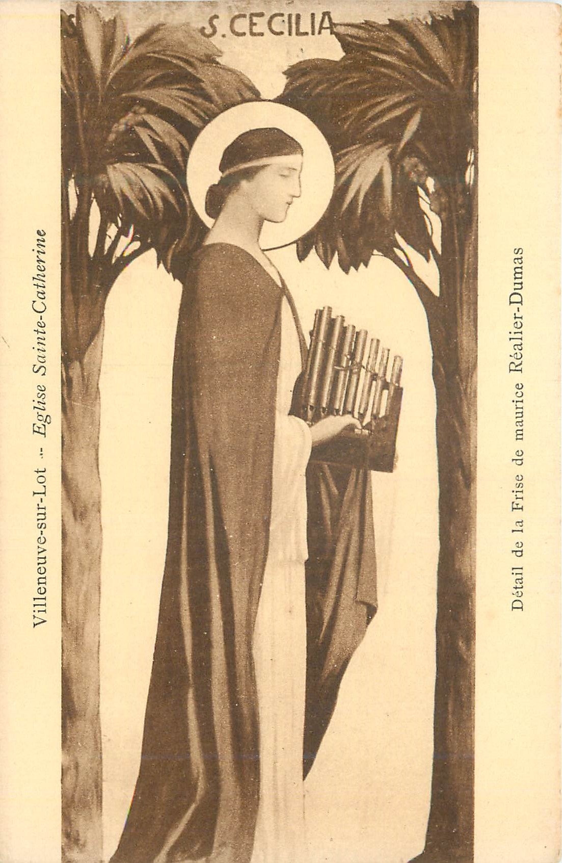 Sainte Cécile — Détail de la frise de l'église — Éditeur Maurice Réalier-Dumas
