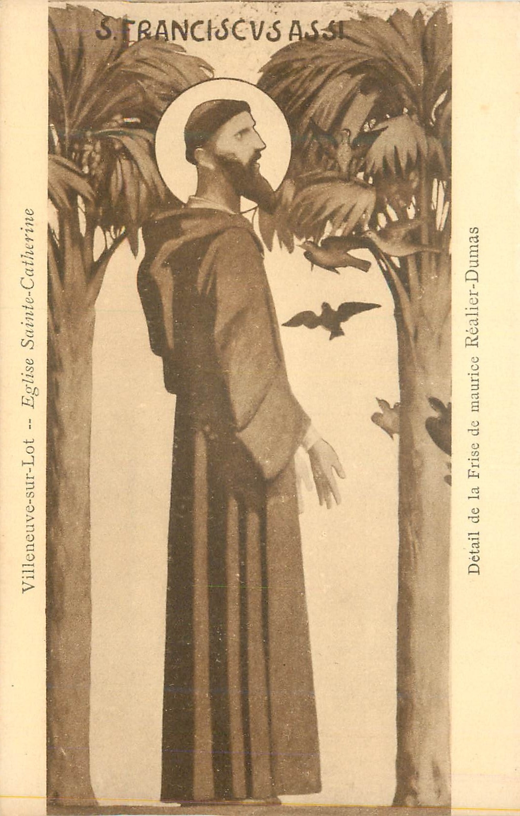 Saint François d'Assise — Détail de la fresque de Maurice Réalier-Dumas — Église Sainte-Catherine, Villeneuve-sur-Lot