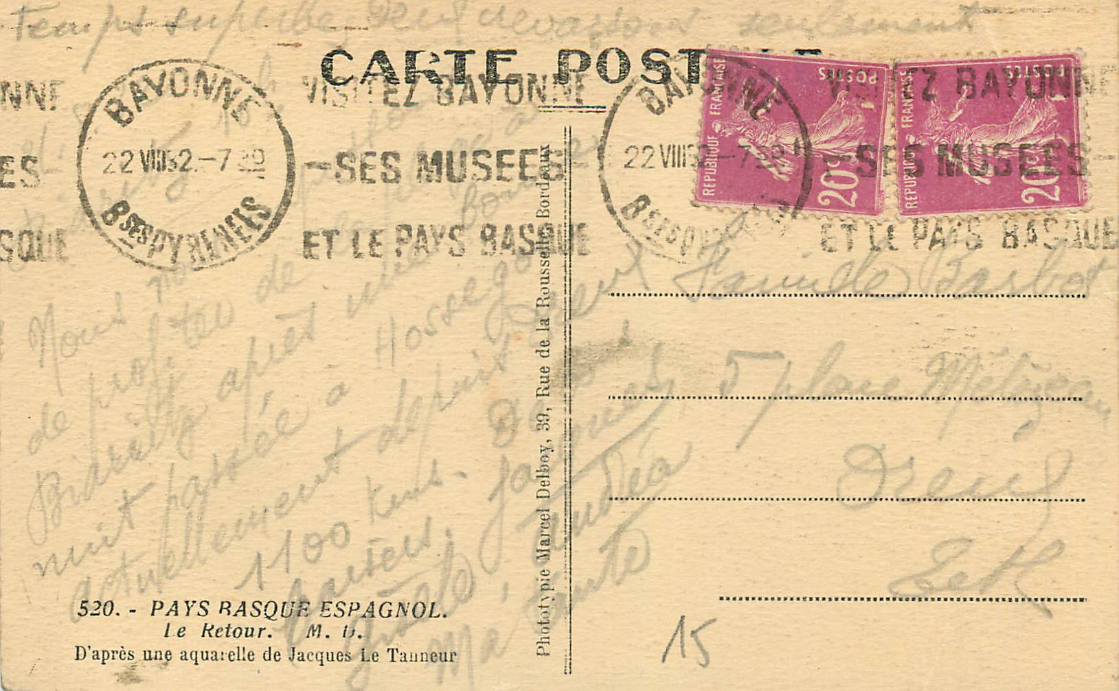 CPA Pays Basque Espagnol Le Retour D'apres une Aquarelle de Jacques le Tauneur  — Verso