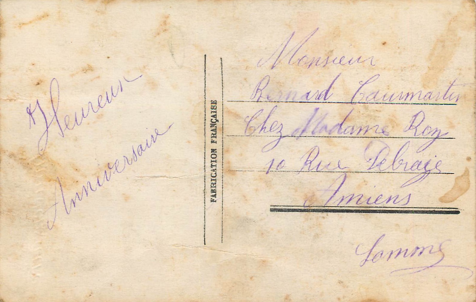 CPA Anniversaire Fer a cheval — Verso