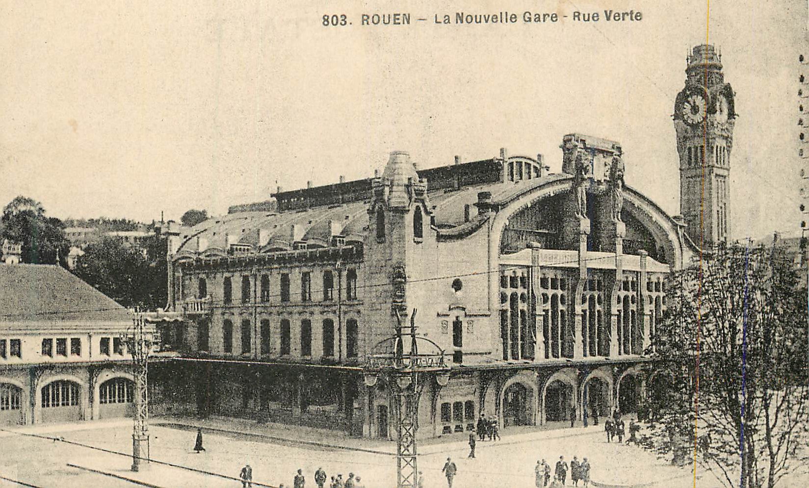 CPA Rouen La Nouvelle Gare Rue Verte