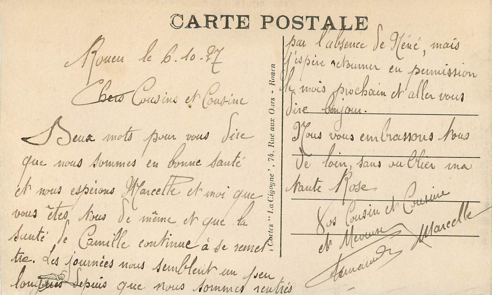 CPA Rouen La Nouvelle Gare Rue Verte — Rückseite