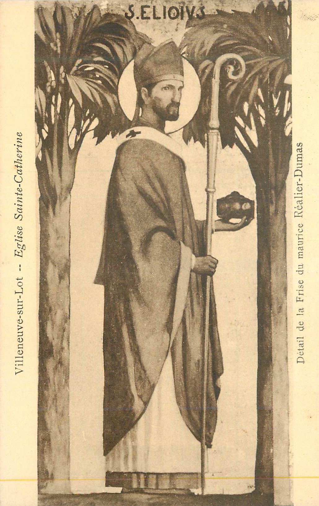 Saint Eliovis — Détail de la frise de l'église Sainte-Catherine — Villeneuve-sur-Lot — Éditeur Maurice Dumas