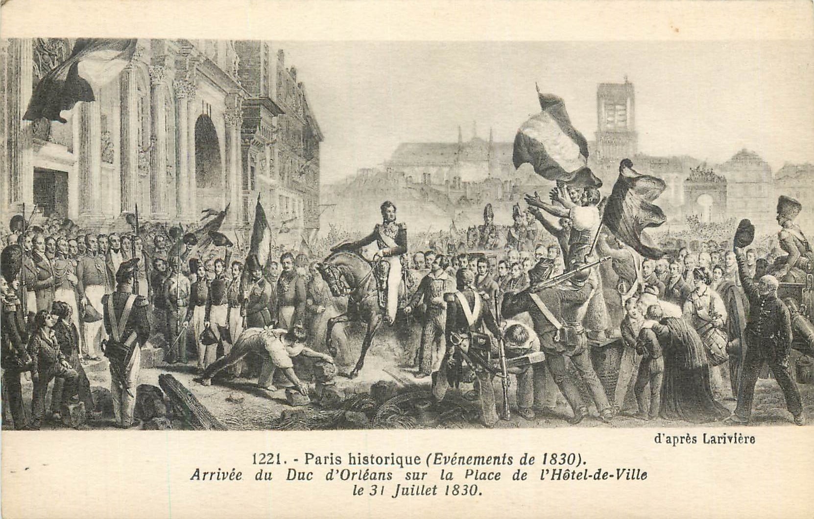 CPA D'Apres Laviliere Paris Historique Arrivee du Duc d'Orleans sur la Place de l'Hotel de Ville le 31 Juillet 1830