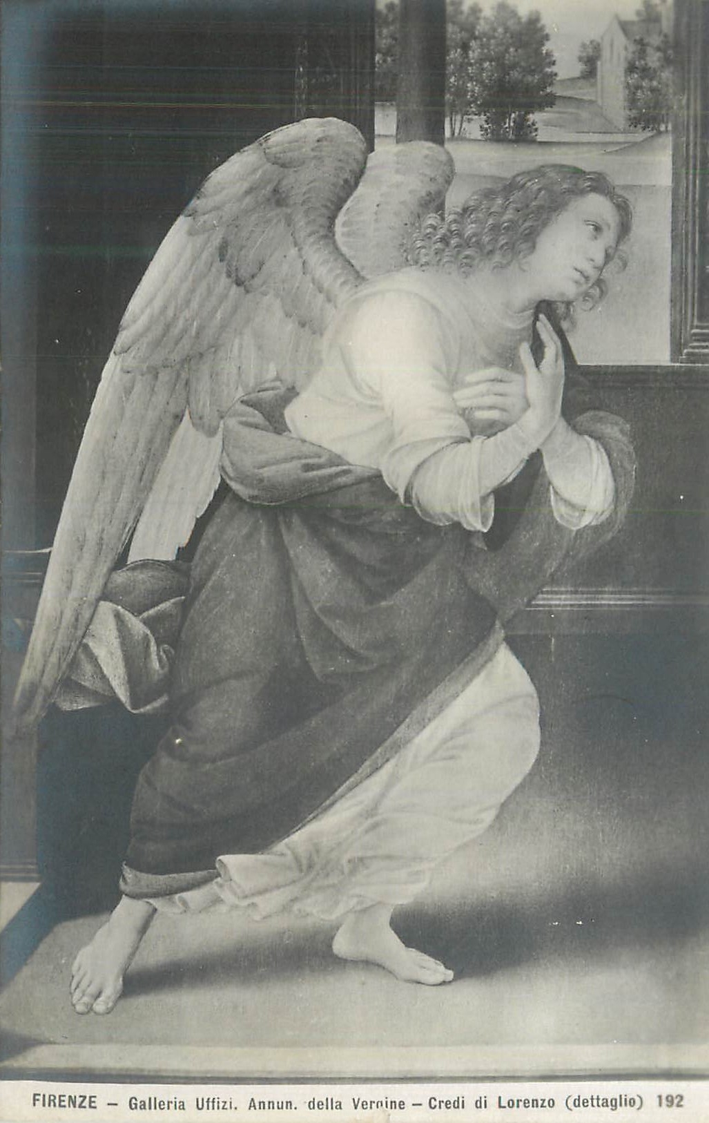 CPA Firenze Galleria Uffizi Annun Della Vergine Credi di Lorenzo (Dettaolio)
