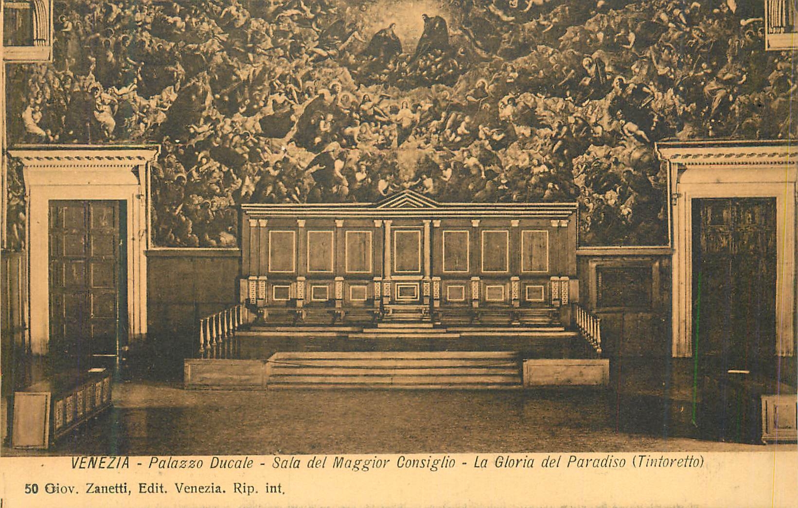 CPA Venezia Palazzo Ducale Sala Del Maggior Consiglio La Gloria del Paradiso (Tintoretto)