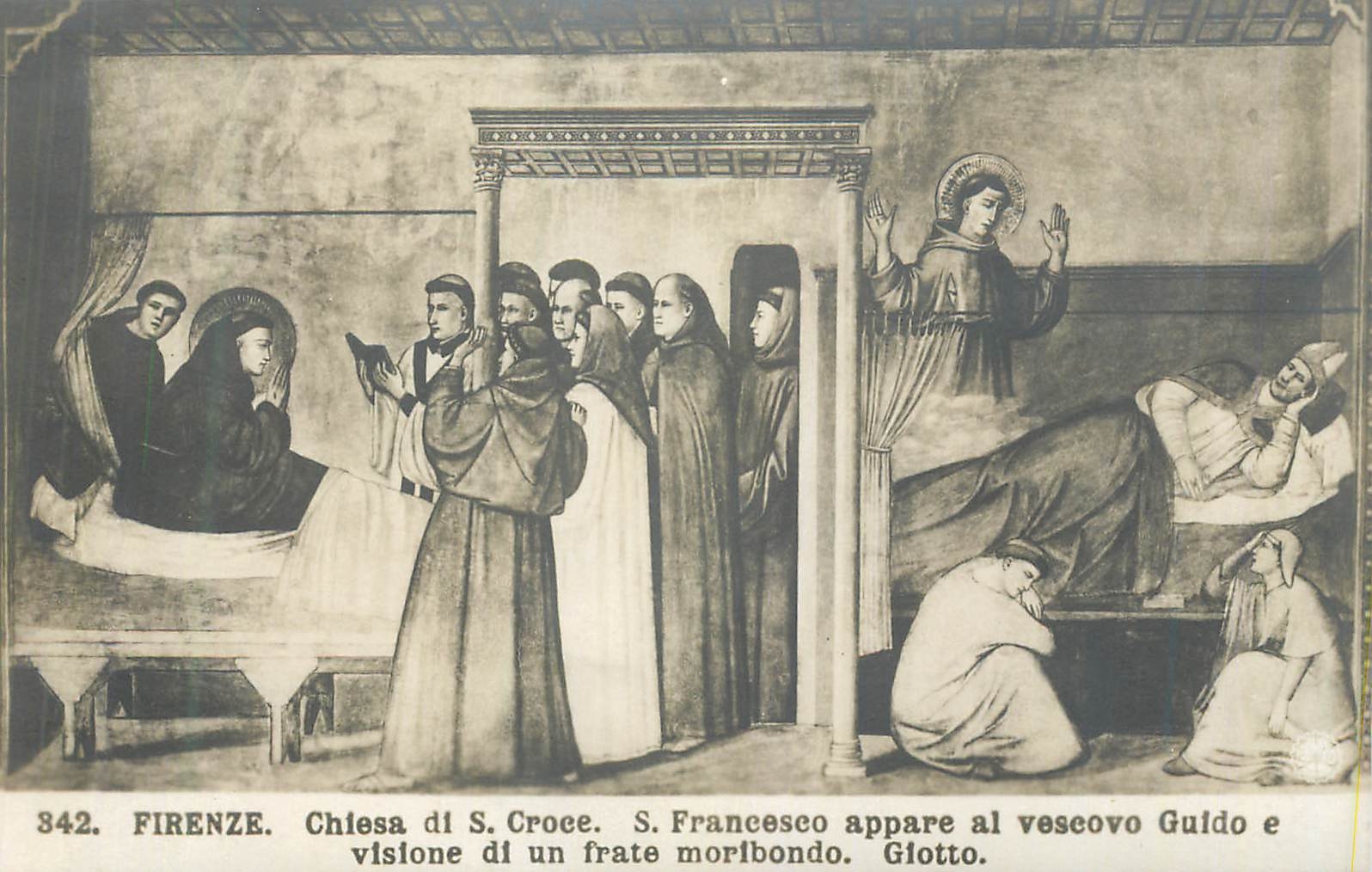 CPA Firenze Chiesa di s Croce S Francesco Appare al Vescovo Giotto