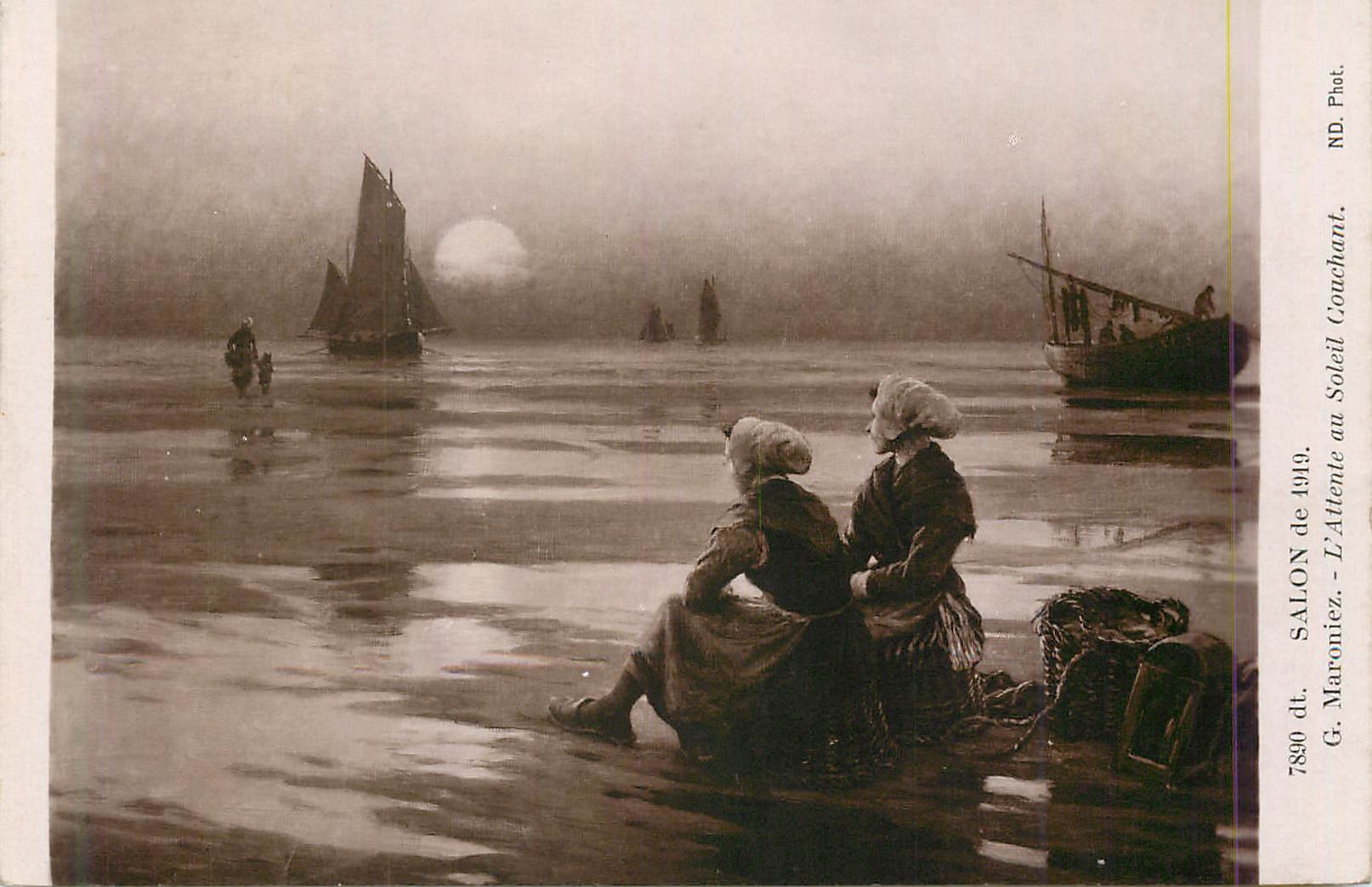 CPA Salon de 1919 G Maroniez L'Attente au Soleil Couchant