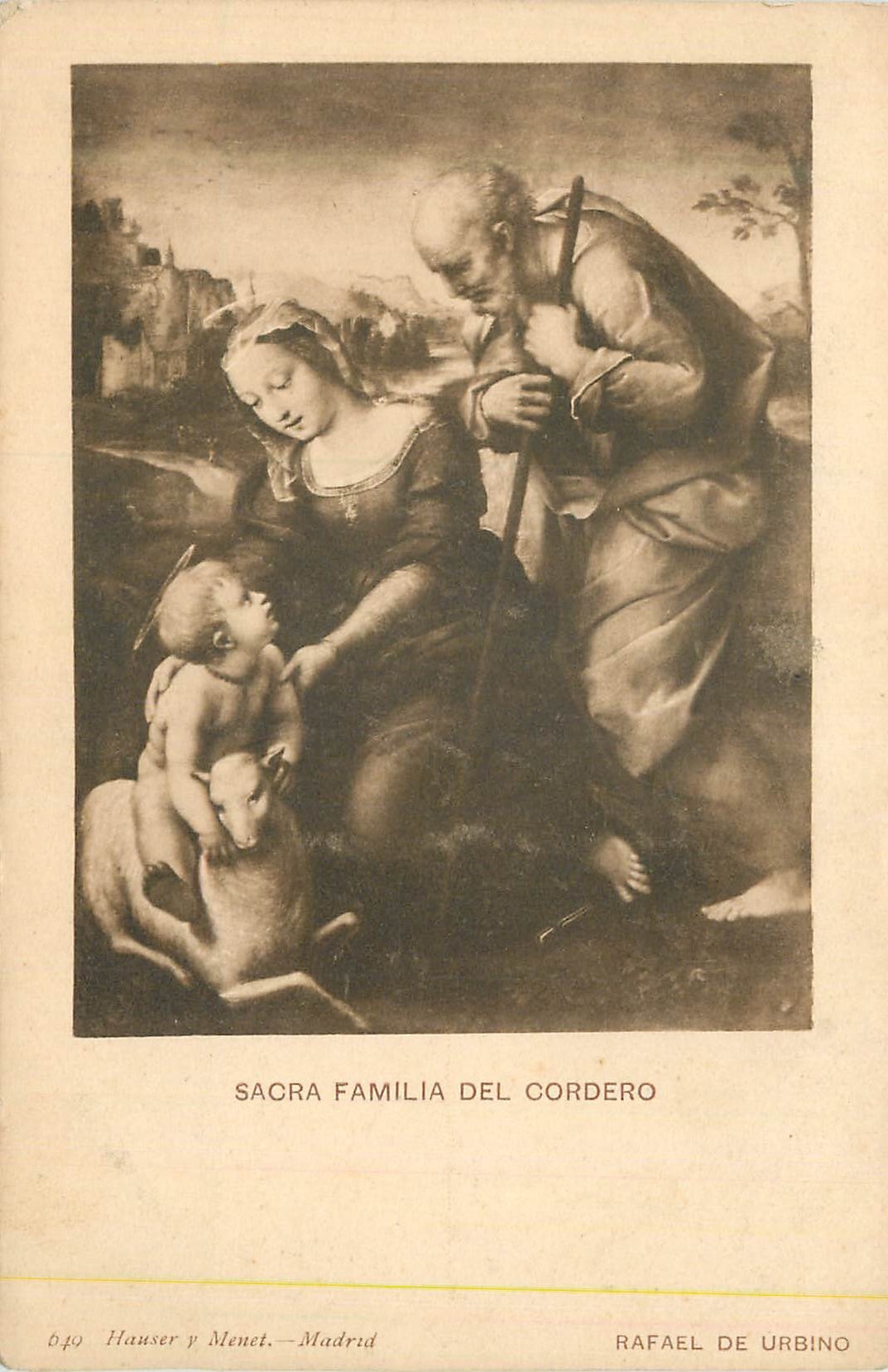 CPA Sacra Familia del Cordero Rafael de Urbino Madrid