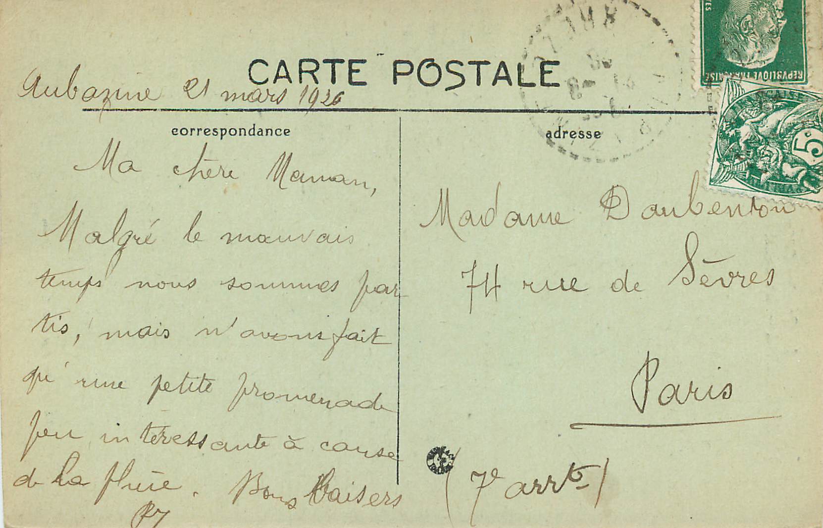 CPA La Correze Pittoresque Aubazine Le Canal au Saut de la Bergere — Rückseite