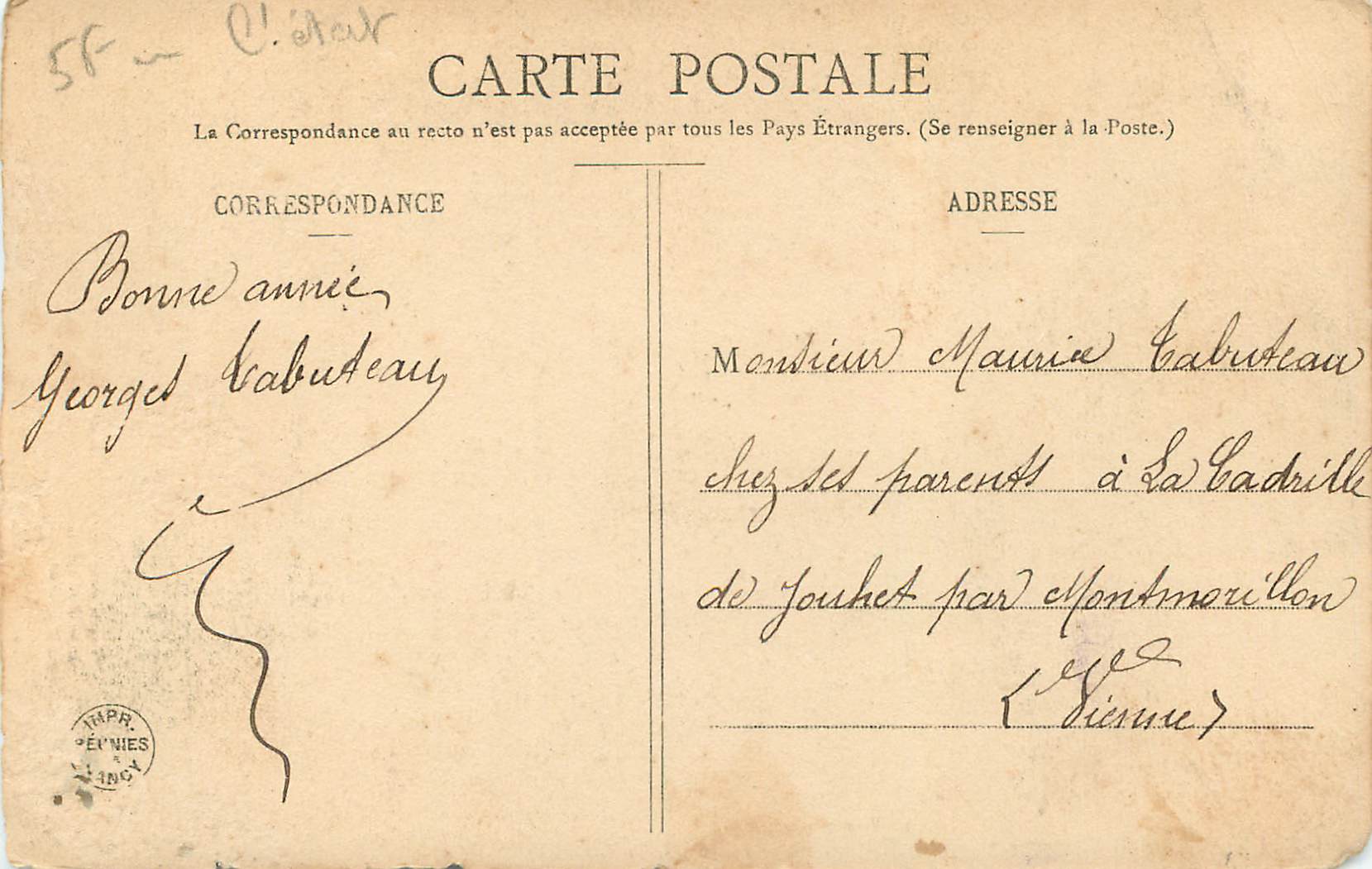 CPA Votre coeur va Cesser d'Etre Desencher — Rückseite