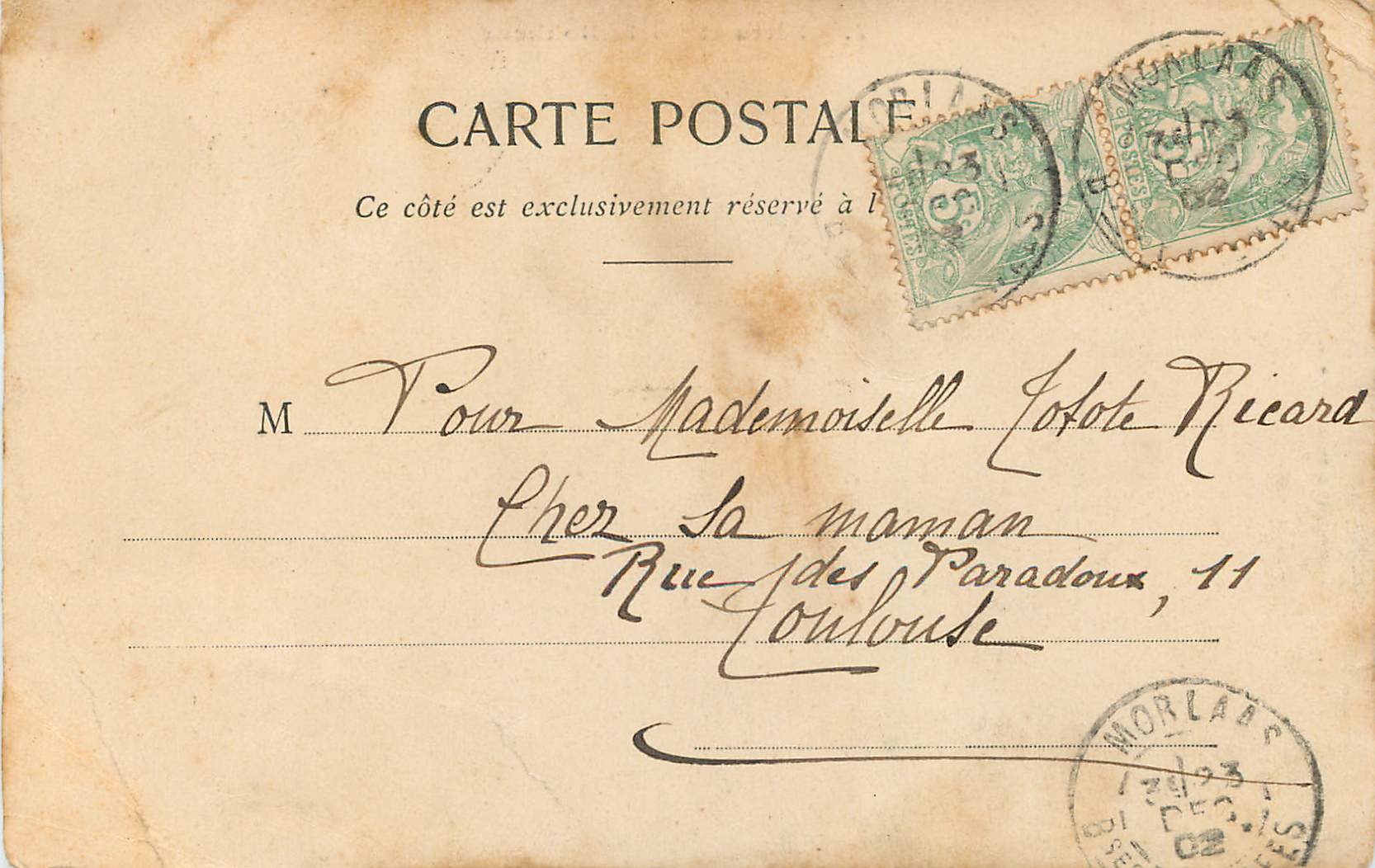 CPA Fete et porte Bonheur — Rückseite