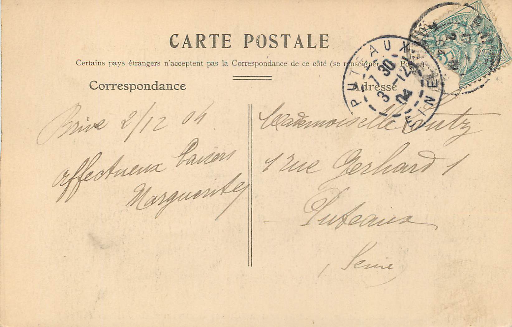 CPA Brive Vieux College (Actuellement Cours Secondaire de Jeunes Filles) — Back