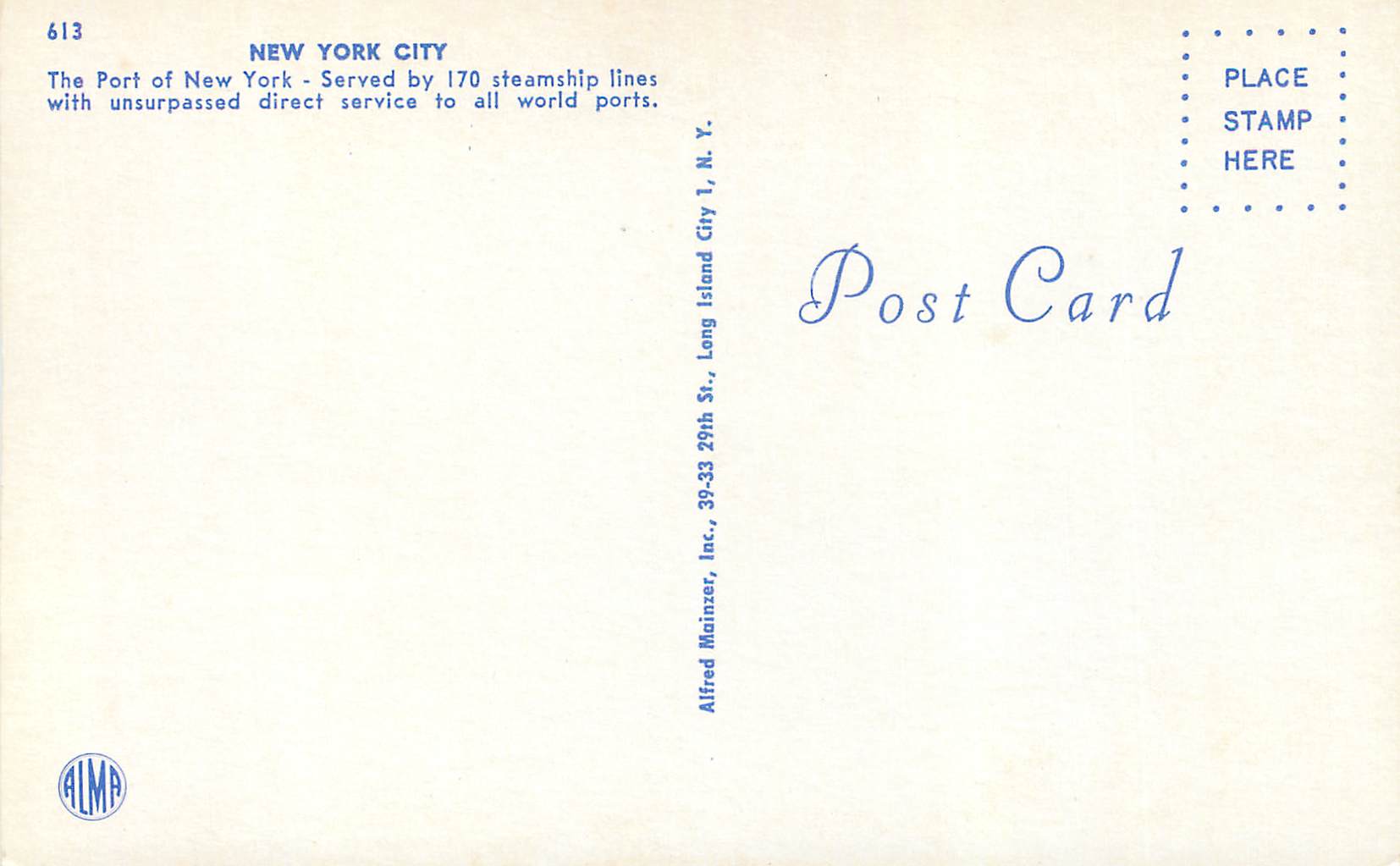 CPM The Port of the New York City — Rückseite