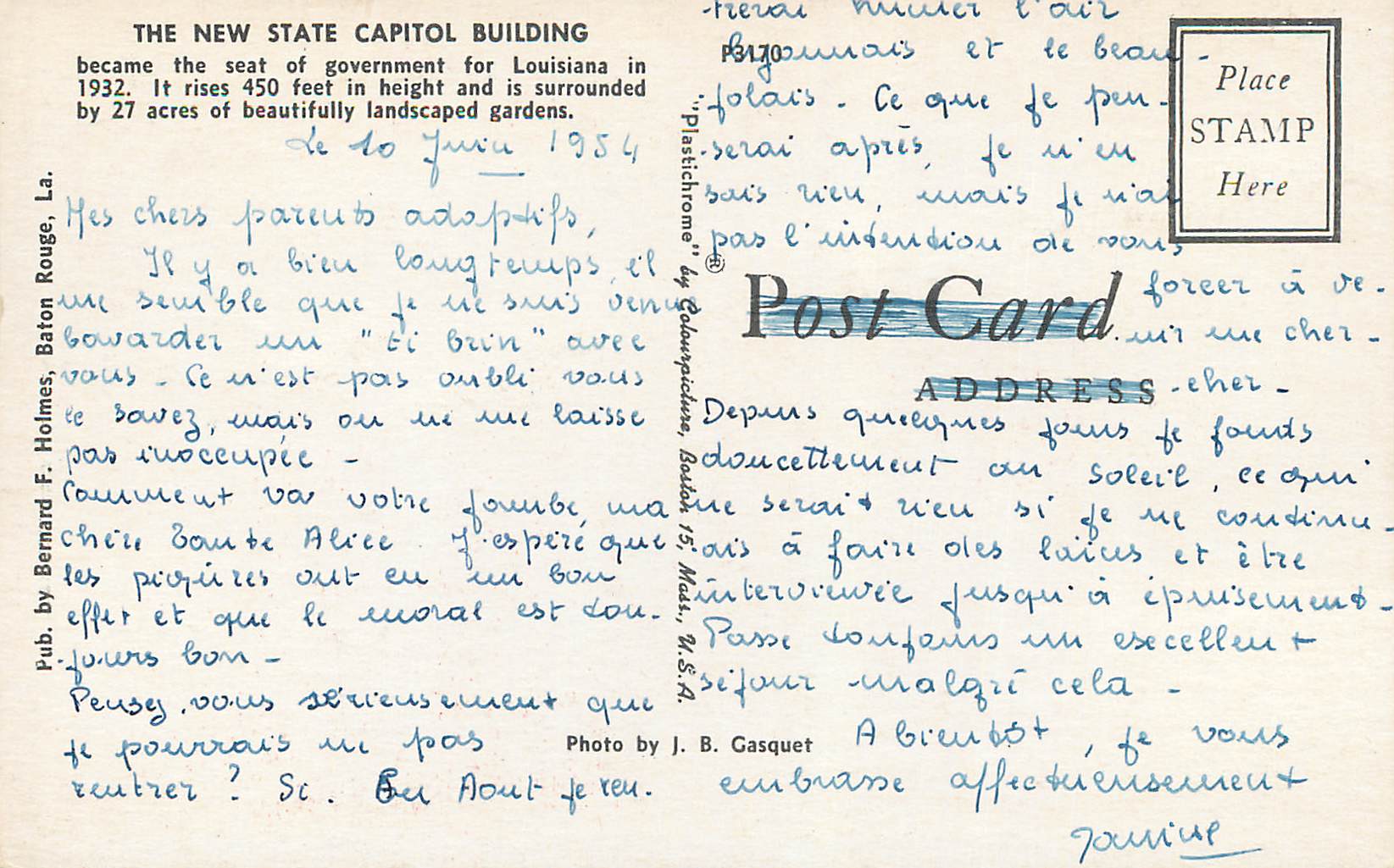CPM The new State Capitol Building Became the Seat of government for Louisiana — Rückseite