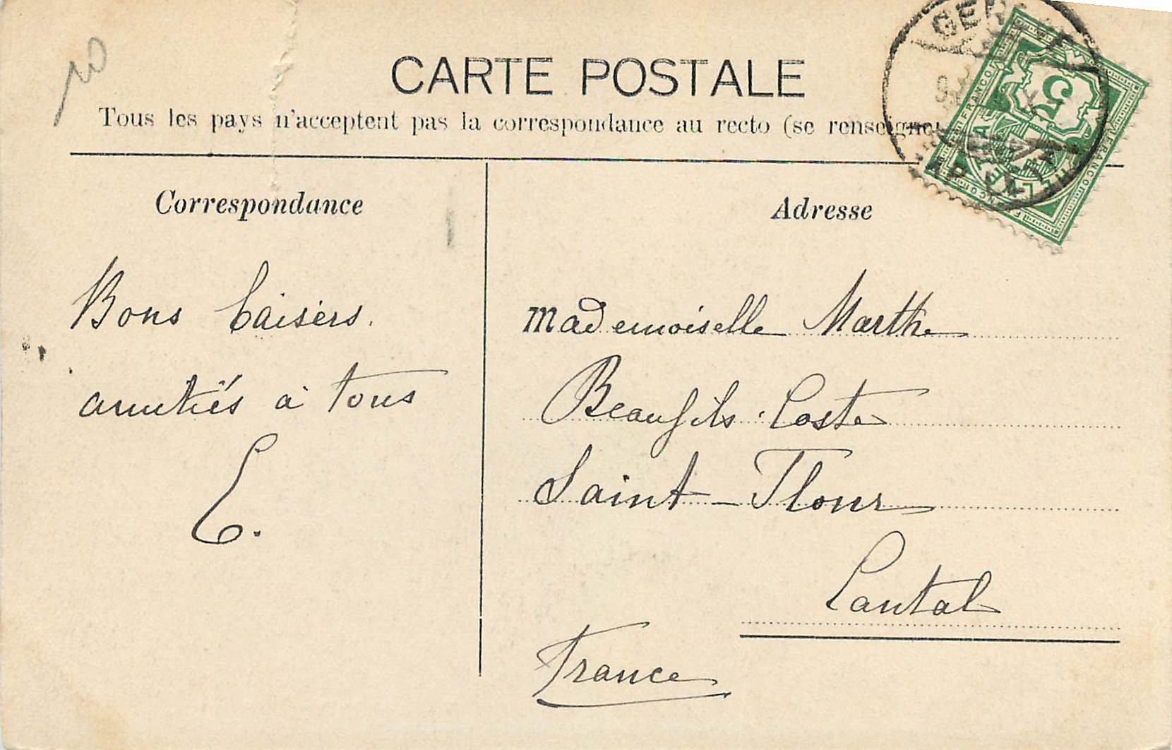 CPM Geneve Place des Alpes et Mont Blanc — Rückseite