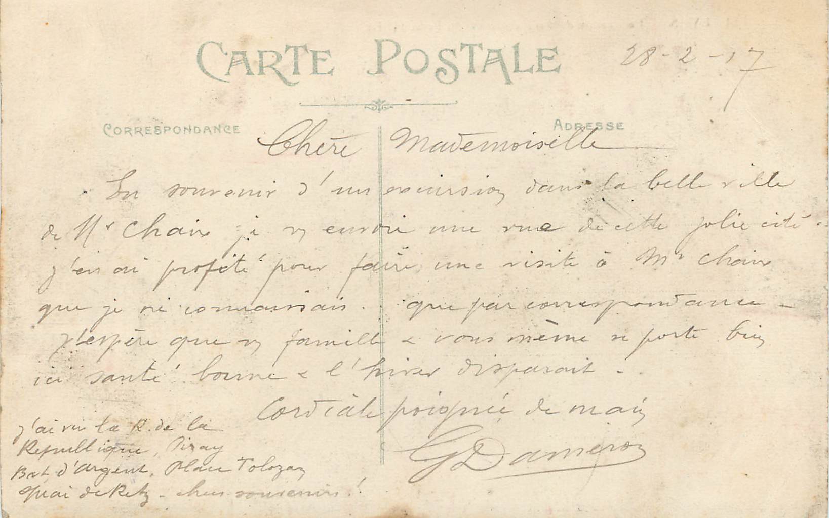 CPA Lyon le Coteau de Fourviere vu du Pont Tilsitt — Verso