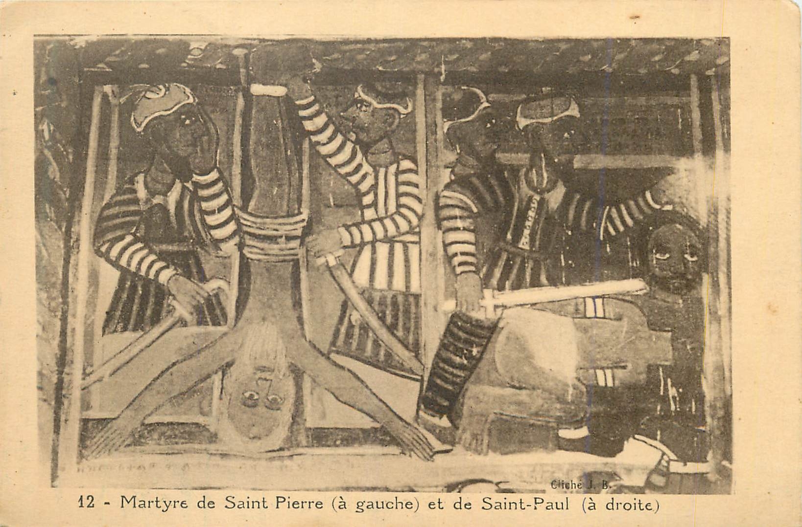CPA Martyre de Saint Pierre (a Gauche) et de Saint Paul(a droite)