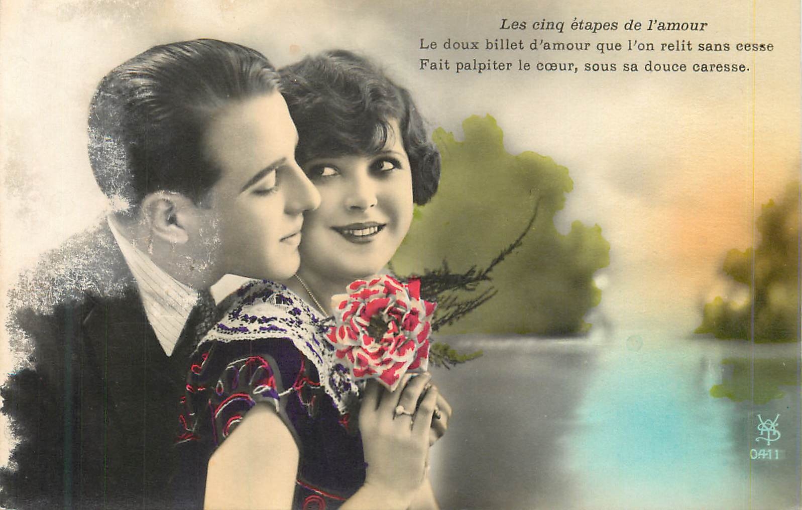 CPA Les Cinq Etapes de l'Amour le Doux Billet d'Amour que l'on relit sans cesse