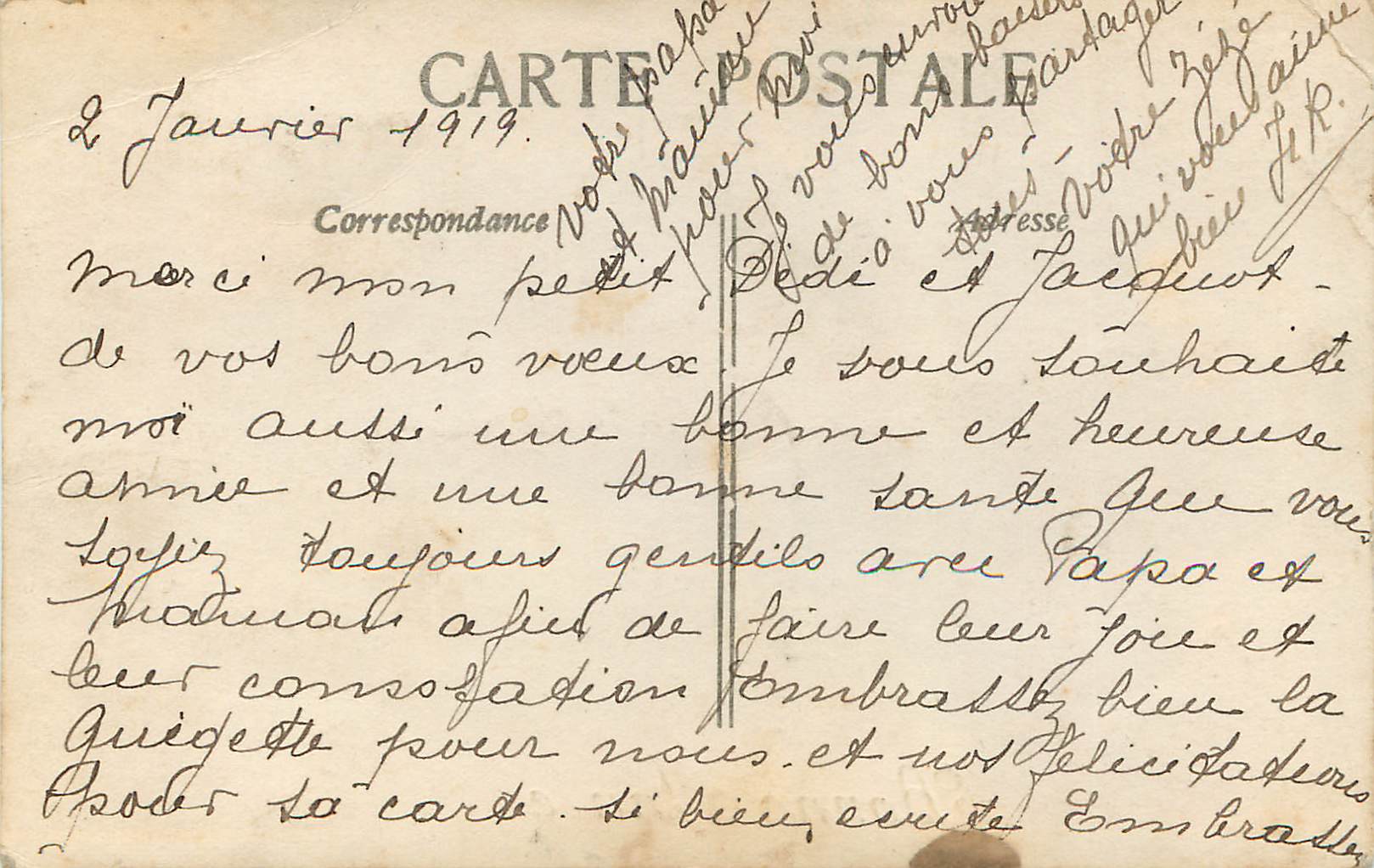 CPA Bonne Annee — Verso