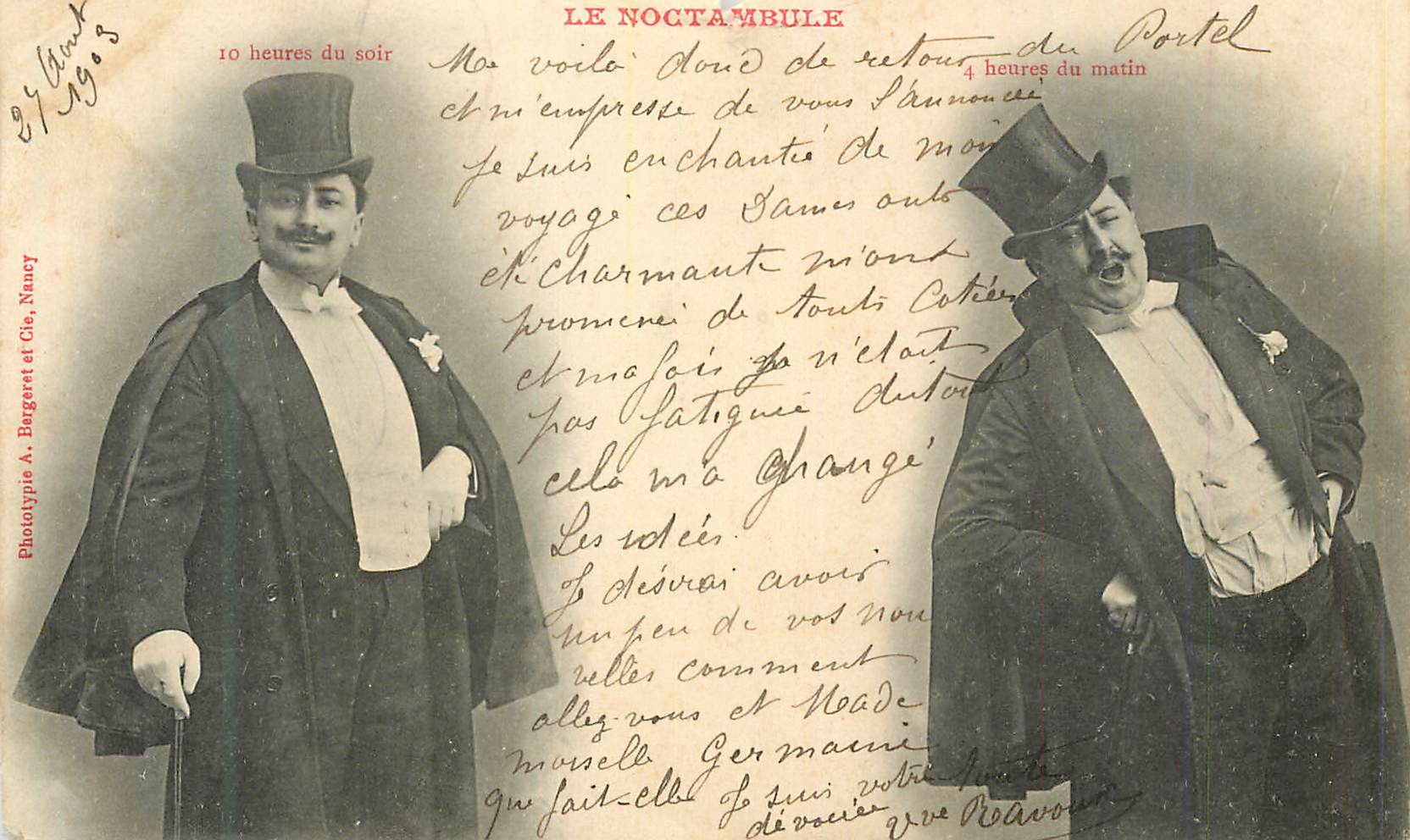 CPA le Noctambule 10 Heures du Soir 4 Heures du Matin