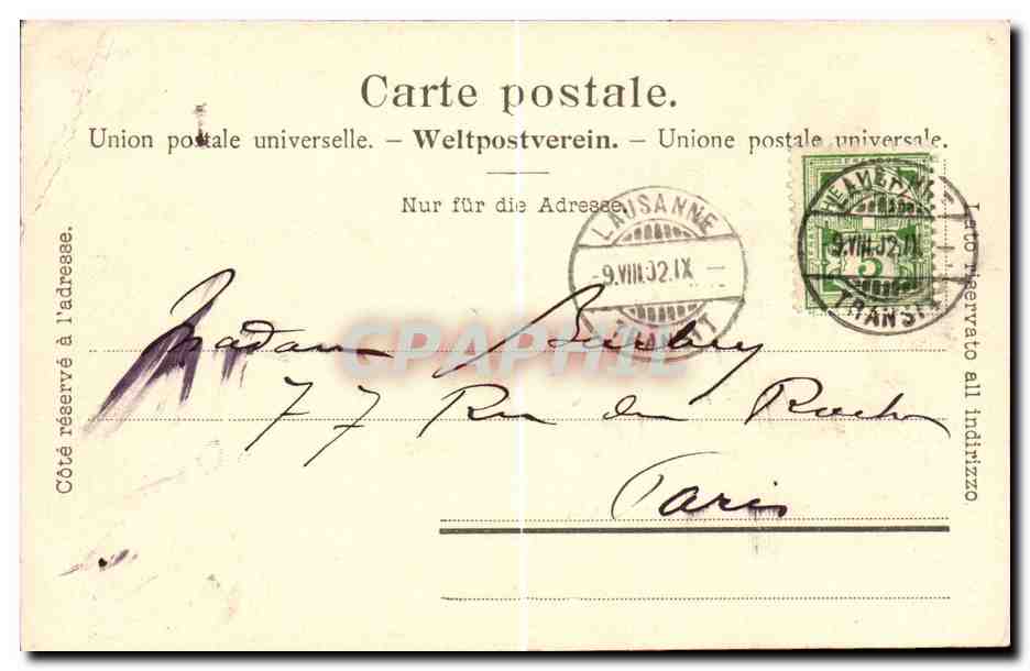 CPA Suisse Lausanne et les Alpes — Rückseite