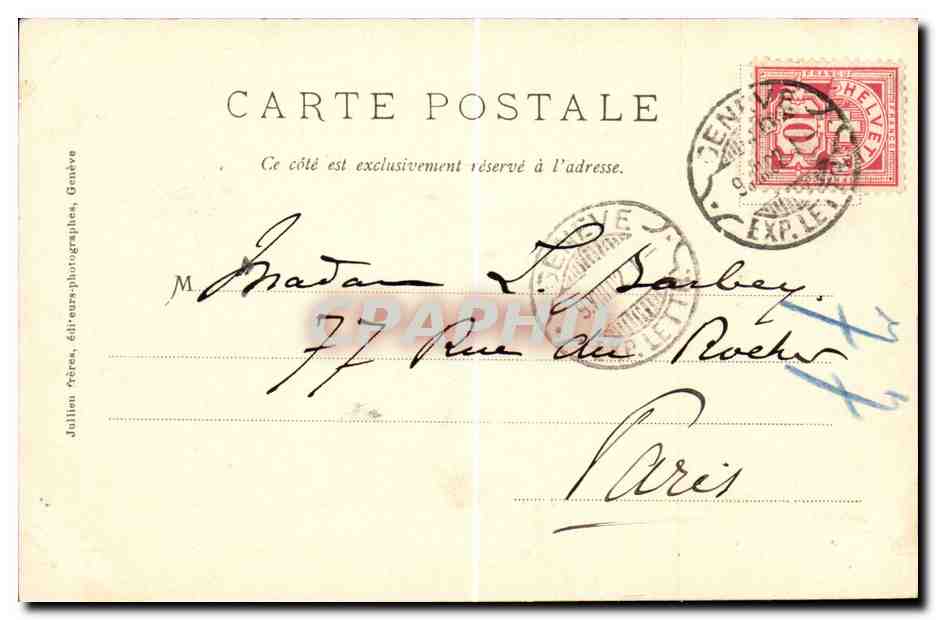 CPA Suisse Geneve et le Mont Blanc — Verso