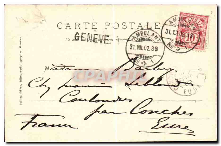 CPA Suisse Les mouettes a Geneve — Rückseite