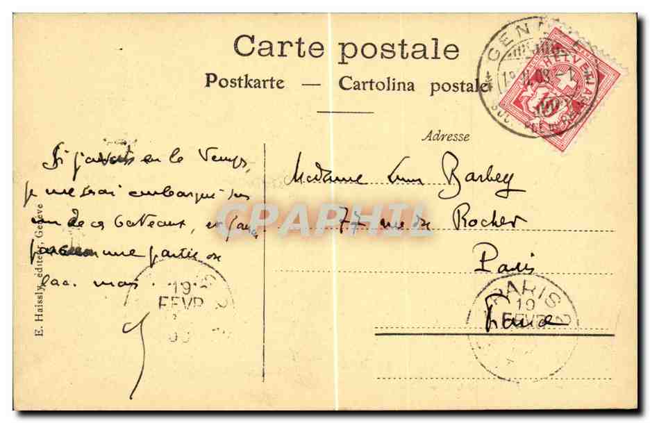 CPA Suisse Geneve La rade et le Mont Blanc — Verso