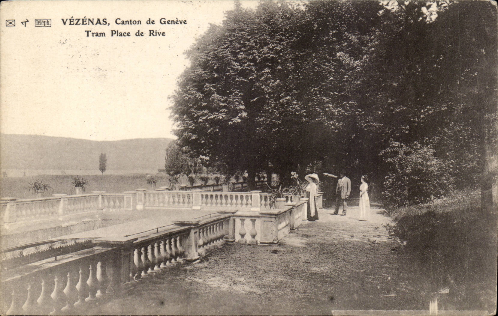 CPA Suisse Vezenas Canton de Geneve Tram Place de Rive
