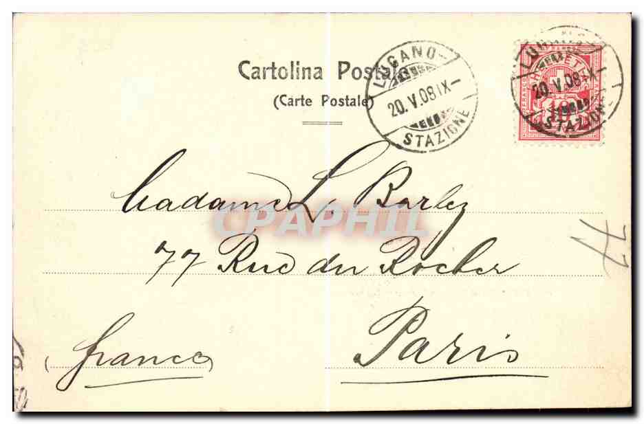 CPA Suisse Lugano Hotel pension Villa Castagnola au lac — Rückseite
