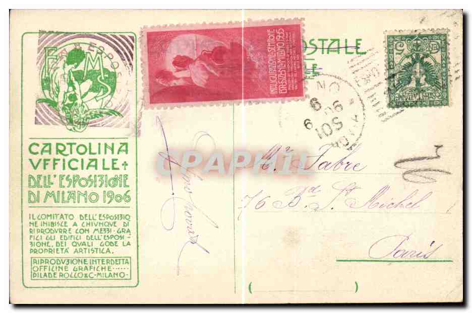 Marina (verso Via Buonarotti) — Exposition de Milan 1906 — Pilade Rocco & F. n° 91 — Verso