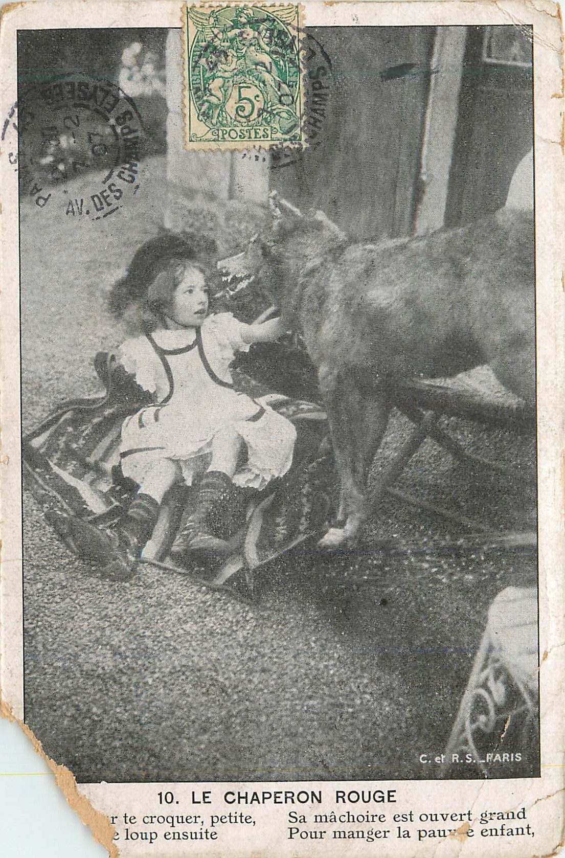 CPA La Chaperon Rouge Rs Paris Sa Machoire est Ouvert Grand pour Manger la Pauvre Enfant Loup