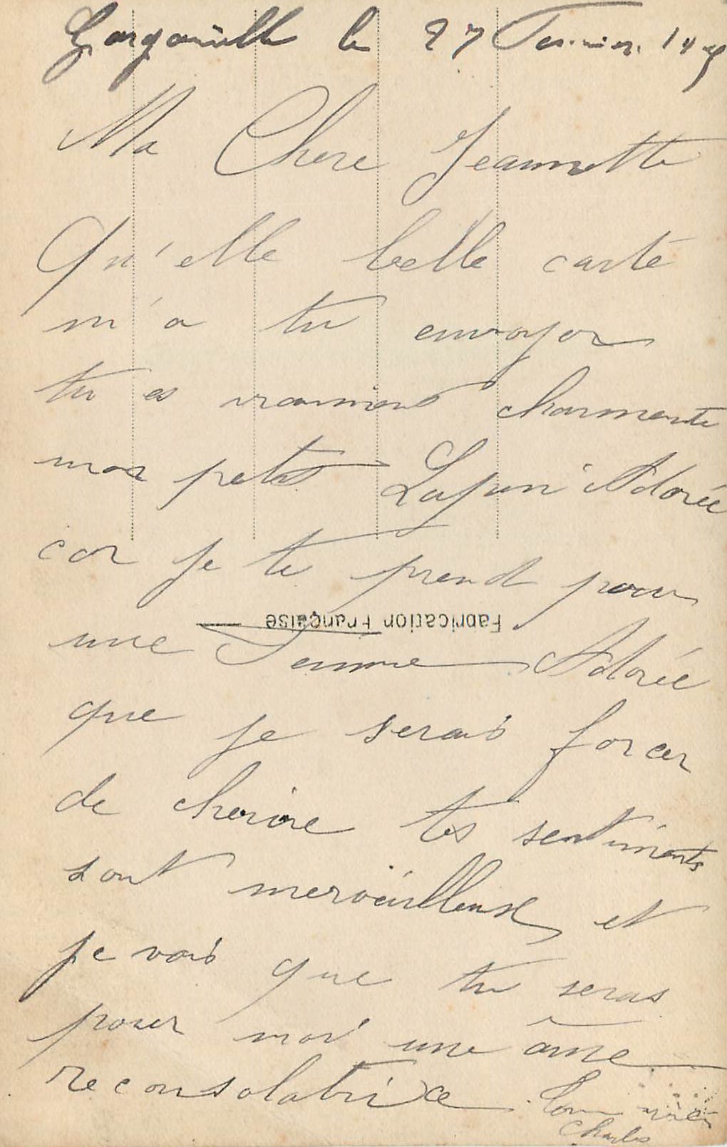 CPA Bleuet Femme — Verso
