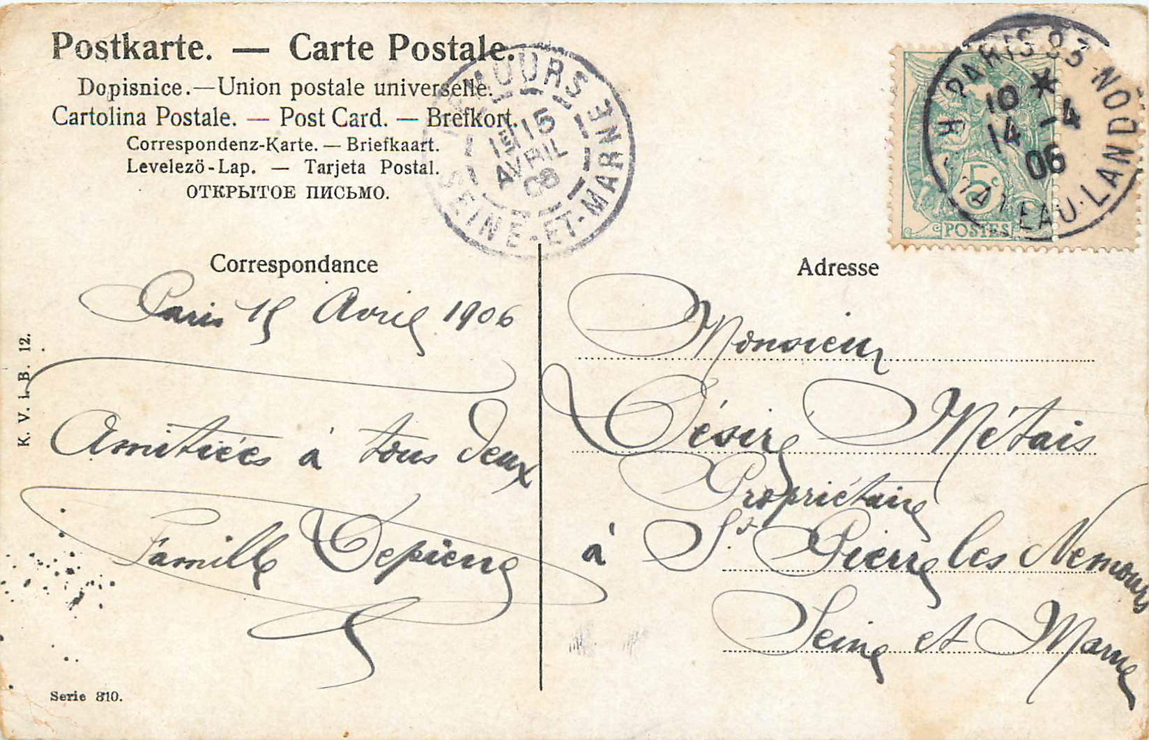 CPA Joyeuses Paques — Rückseite