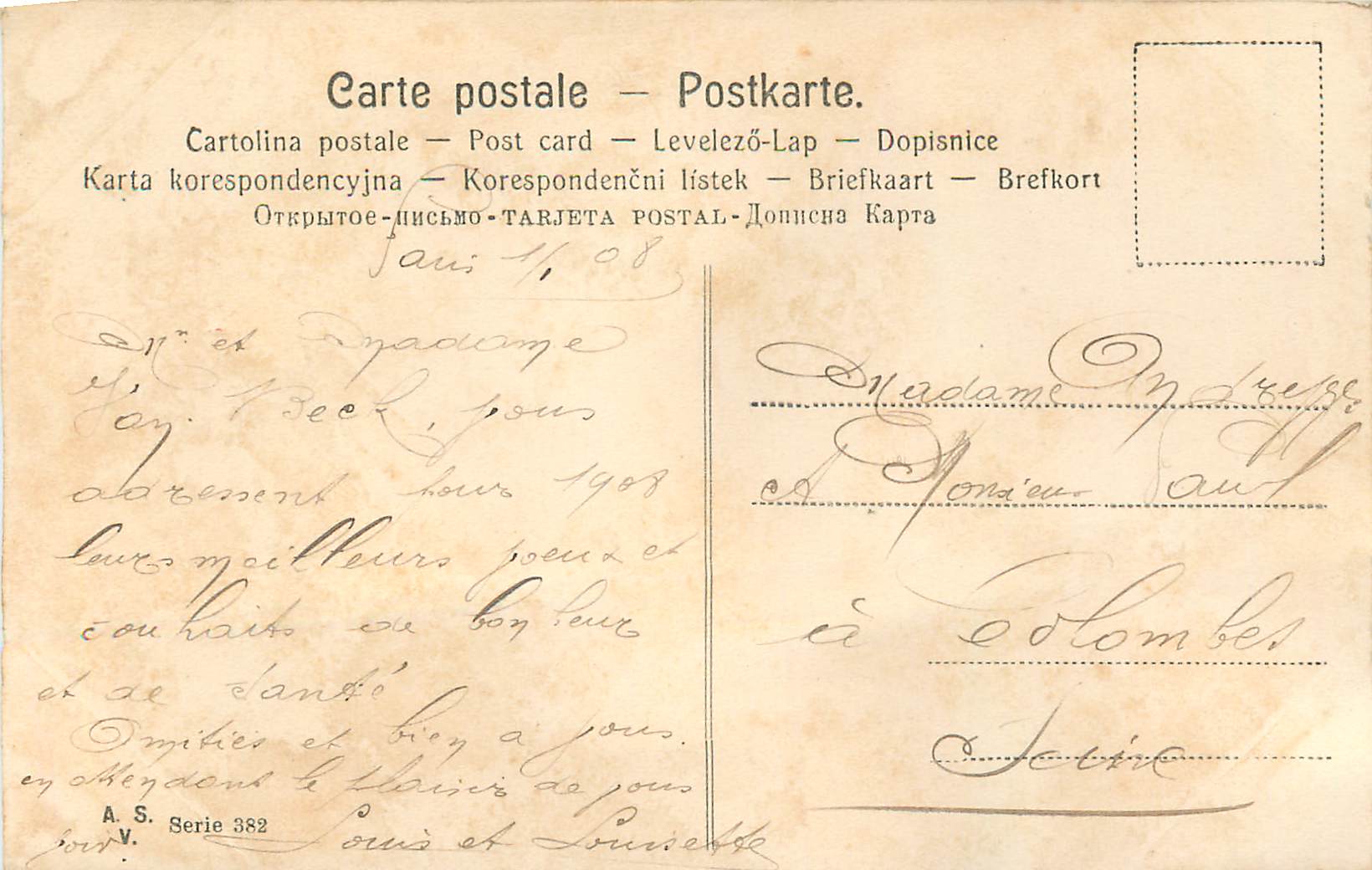 CPA Bonne Annee — Rückseite