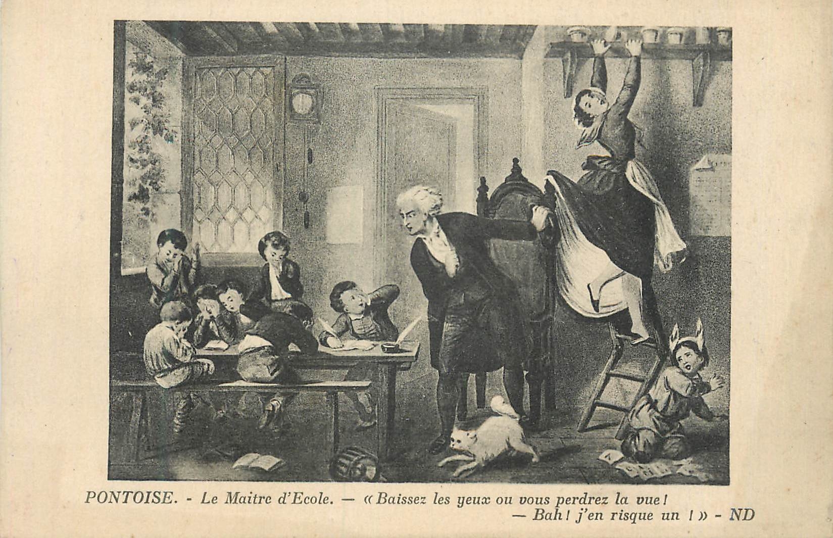 CPA Pontoise Le Maitre d'Ecole Baissez les Yeux ou Vous Perdrez la Vue Bah J'en Risque un