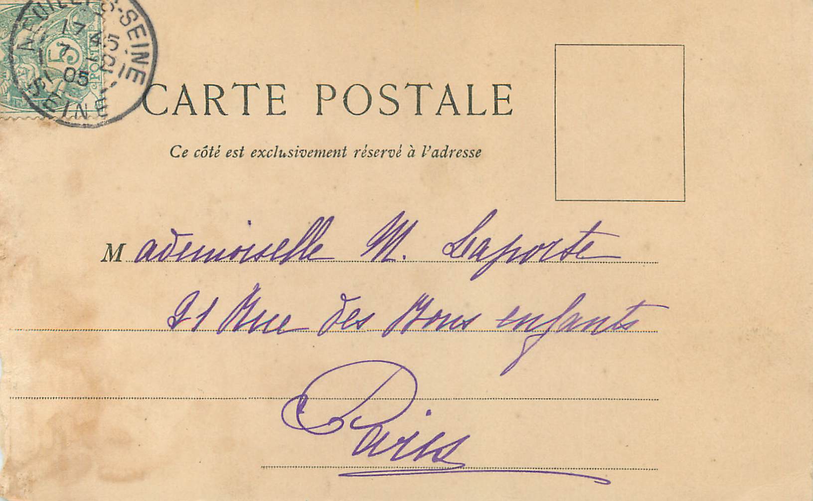 CPA Neuilly Banque de France Avenue — Rückseite