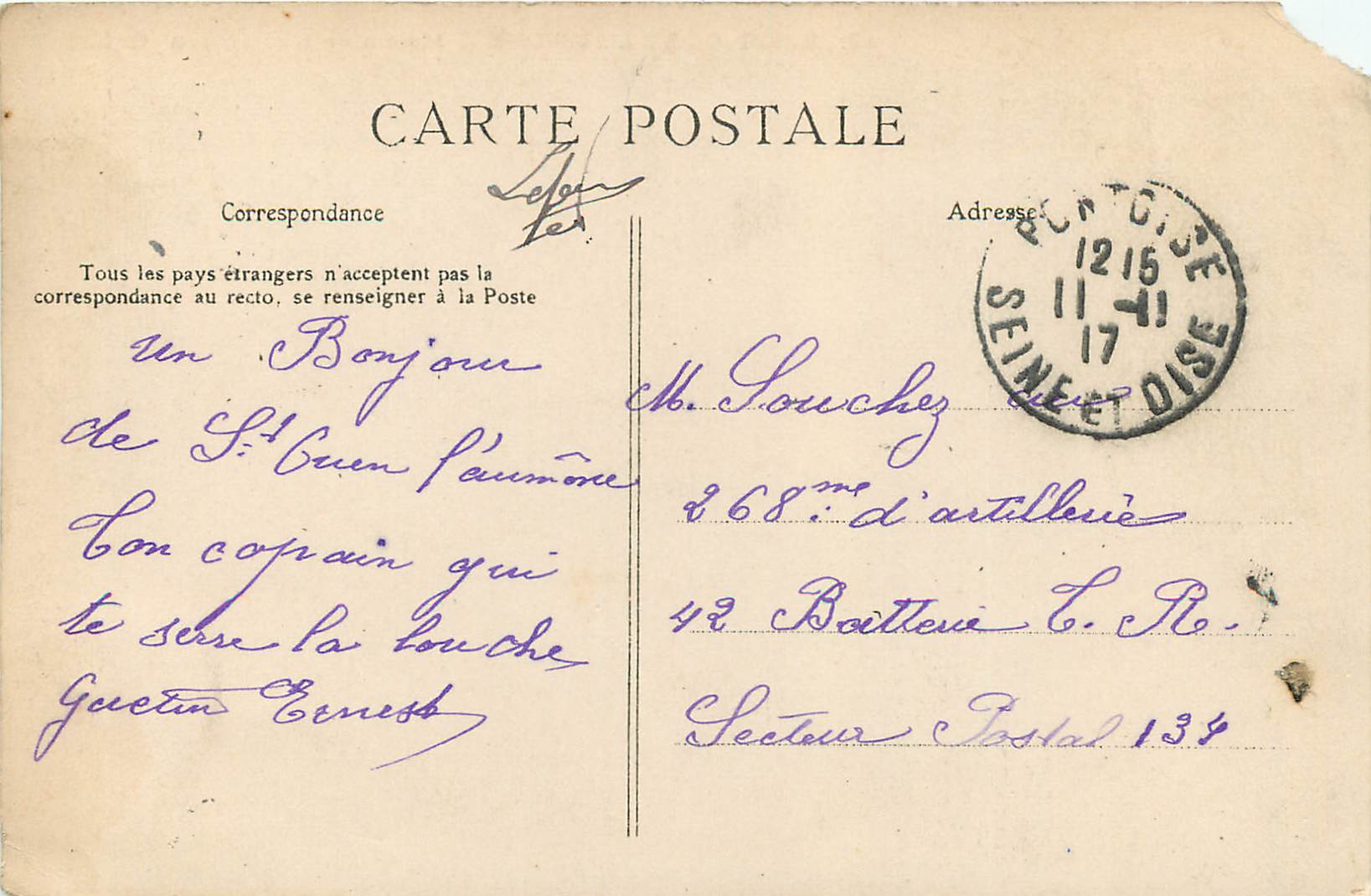 CPA Saint Ouen L'Aumone Moulin de Maubuisson CLC — Rückseite