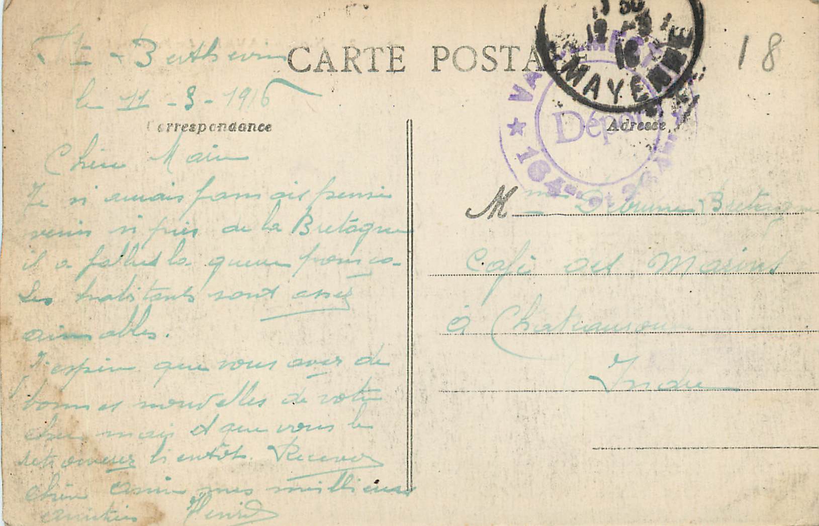 CPA N G Laval Le Pont Neuf — Rückseite