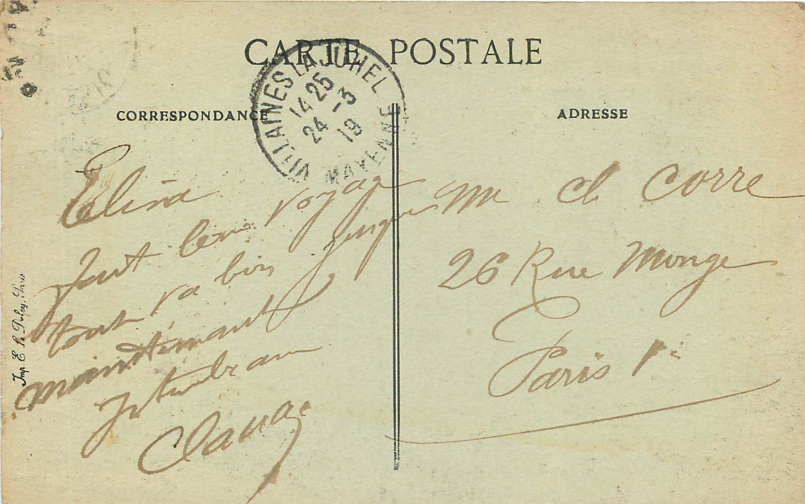 Villaines-la-Juhel (Mayenne) — Das alte Schloss — unbekannter Verleger, Nr. 304 — Rückseite
