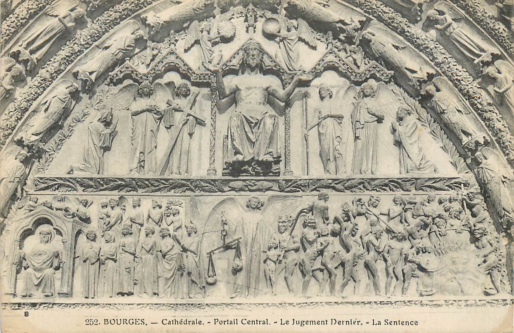 CPA Bourges Cathedrale Portail Central Le Jugement Dernier La Sentence