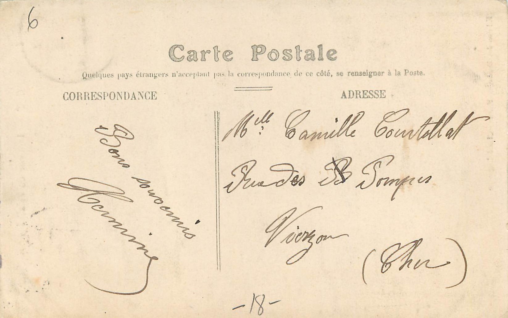 CPA Bourges La cour du Palais Jacques Coeur — Rückseite