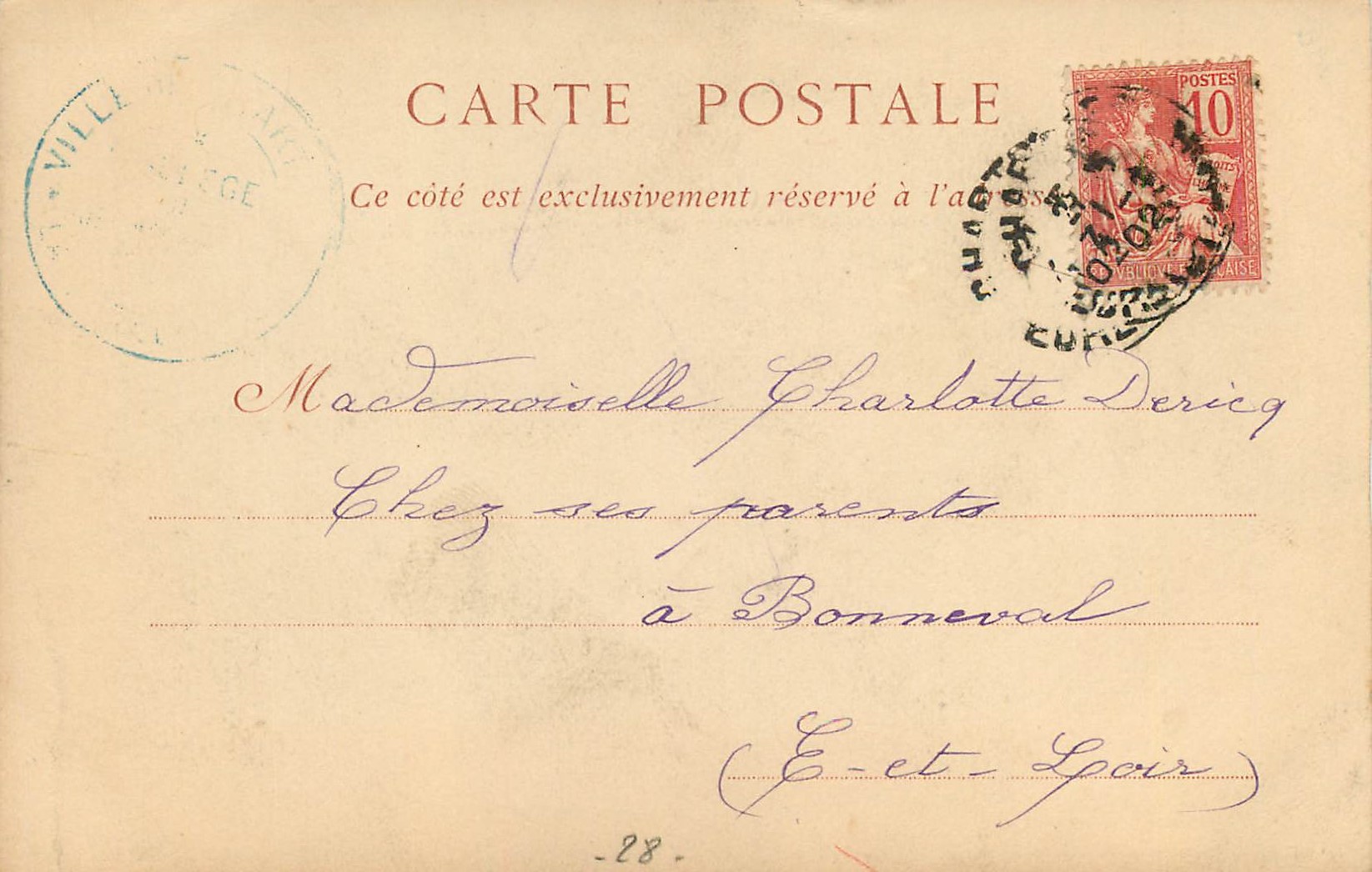 CPA Chartres La Porte de Guillaume (carte 1900) — Rückseite