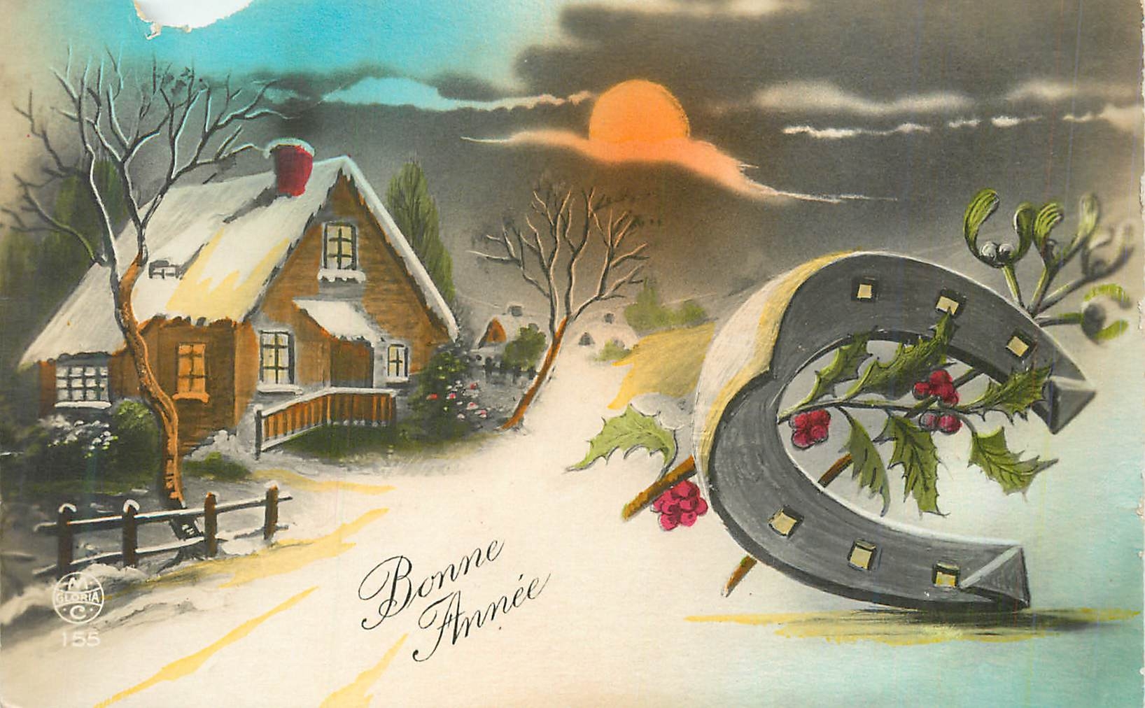 CPA Bonne Annee Fer a cheval
