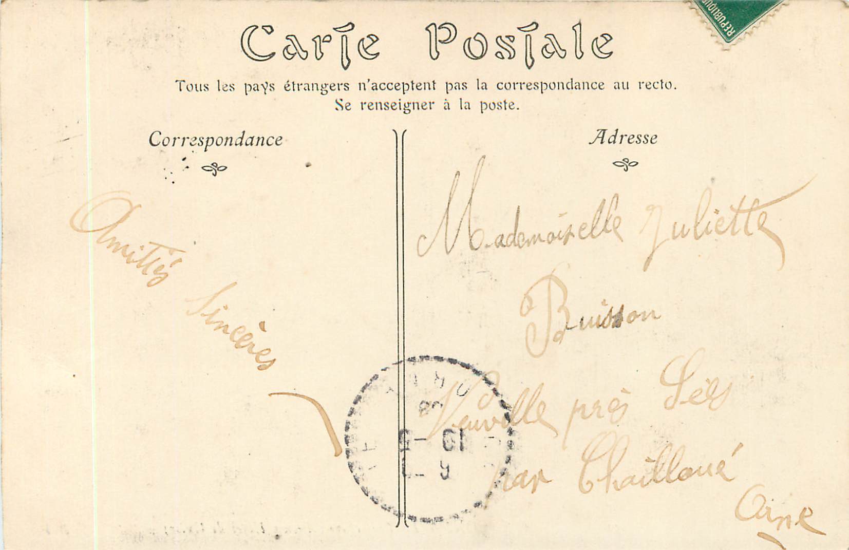 CPA Alencon La Prefecture (Encien Hotel de Guise) — Rückseite