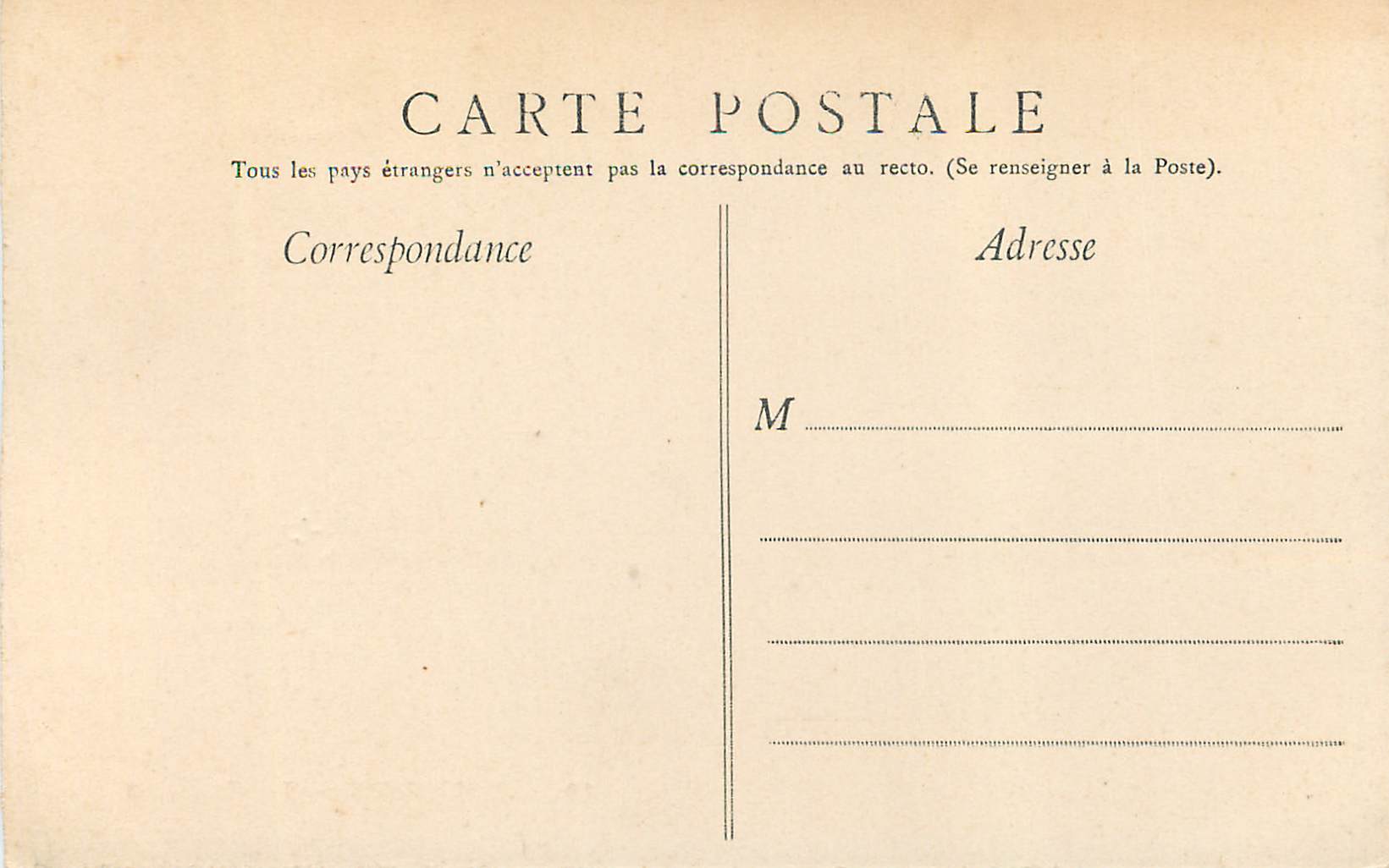 CPA Lourdes Le Chateau — Verso