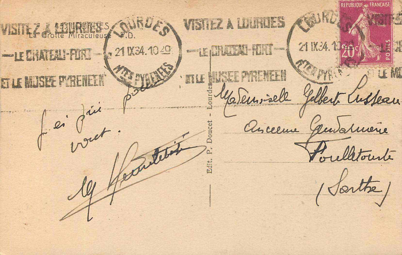 CPA Lourdes La Grotte Miraculeuse — Verso