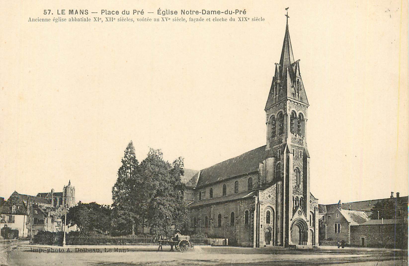 Le Mans — Place du Pré — Église Notre-Dame-du-Pré — Imp. photo A. Dolbeau, Le Mans