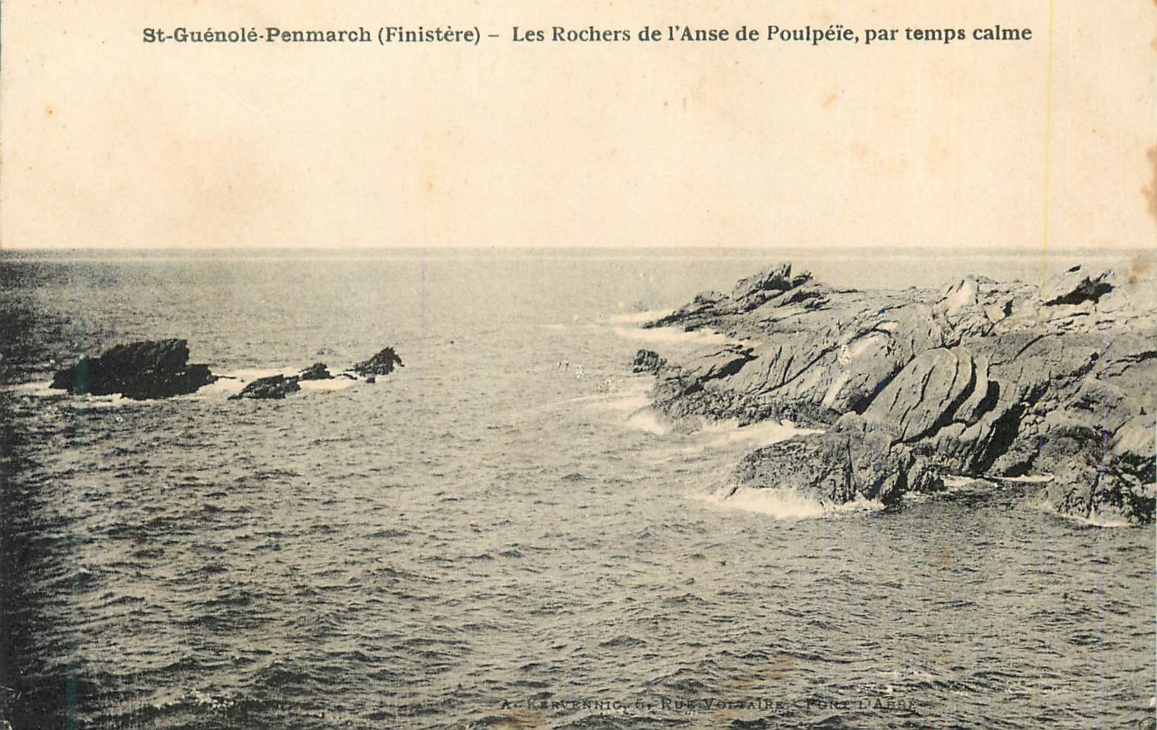 St-Guénolé-Penmarch (Finistère) — Les Rochers de l'Anse de Poulpée, par temps calme — A. Kervennic, G. Rue Voizaire, Port d'Arzon